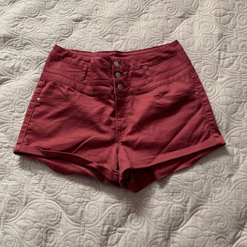 Shorts- High Waisted Dark Pink Refuge Shorts